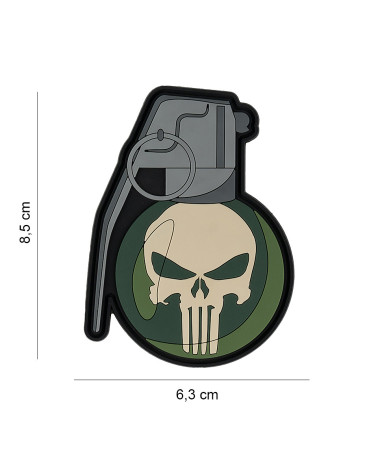 Patch 3D PVC Punisher Grenade - 101 INC, un accessoire tactique robuste et stylé pour personnaliser votre équipement.