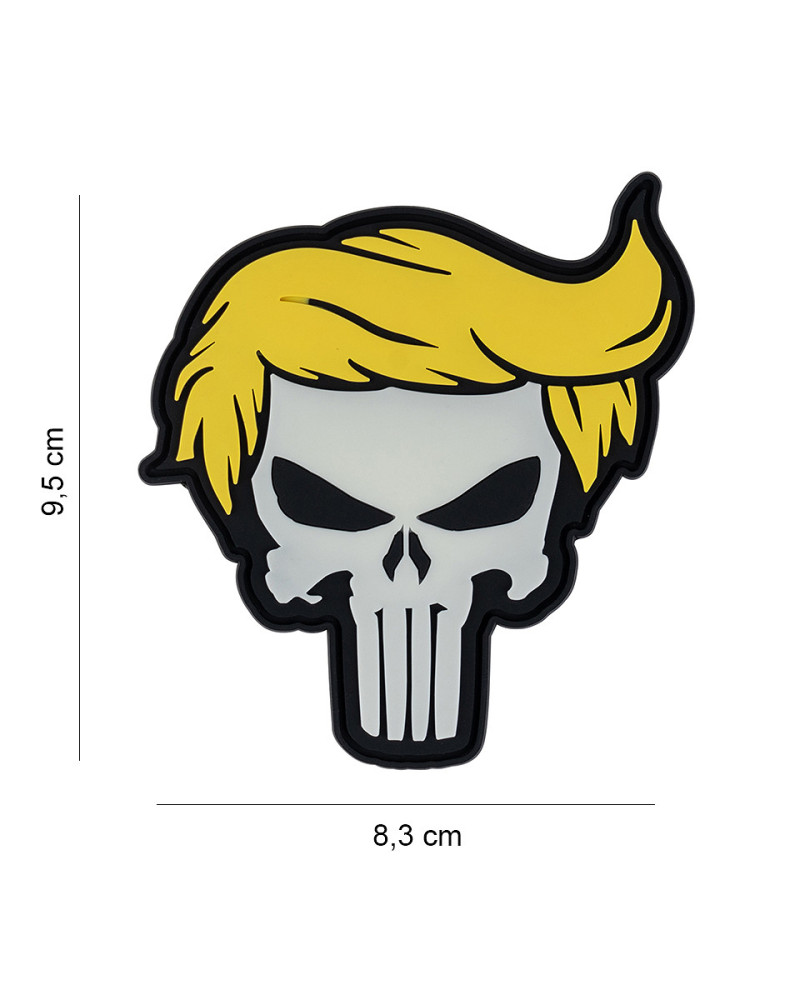 Patch 3D PVC Punish Skull Yellow Hair Glow in the Dark de 101 INC, idéal pour personnaliser votre équipement tactique.