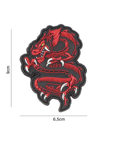 Patch 3D PVC Dragon Rouge - 101 INC, un accessoire tactique robuste et stylé pour personnaliser votre équipement.