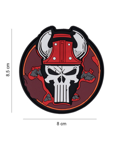 Patch 3D PVC Punish Skull Bull de 101 INC avec fixation Velcro, idéal pour les équipements tactiques.