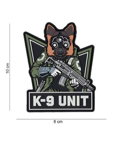 Patch 3D PVC K-9 Unit Glow in the Dark de 101 INC, phosphorescent et compatible Velcro pour équipements tactiques.