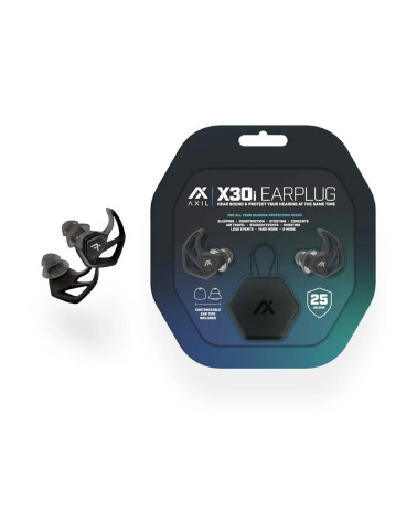 Bouchons d’oreilles X30I Noir d’Axil – Protection auditive performante et confortable.