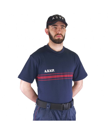 T-shirt A.S.V.P Le Protecteur avec marquage blanc et bandes bleues réglementaires