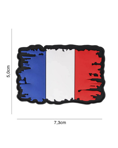 Patch 3D PVC France Vintage de 101 INC représentant le drapeau français avec effet usé