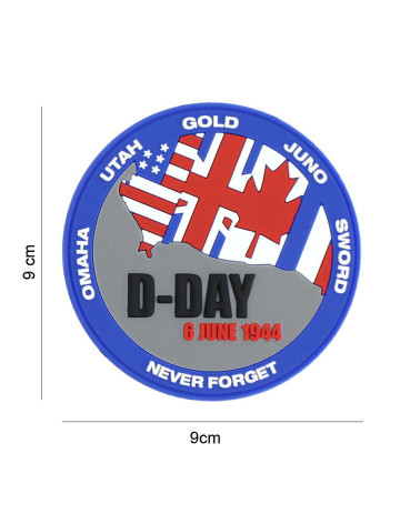 Patch 3D PVC bleu D-DAY NEVER FORGET de 101 INC en hommage au débarquement du 6 juin 1944