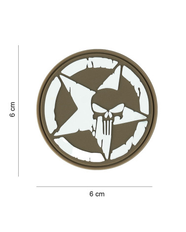Patch 3D PVC PUNISHER ALL STAR COYOTE de 101 INC avec design crâne sur fond rond style All Star en coloris coyote