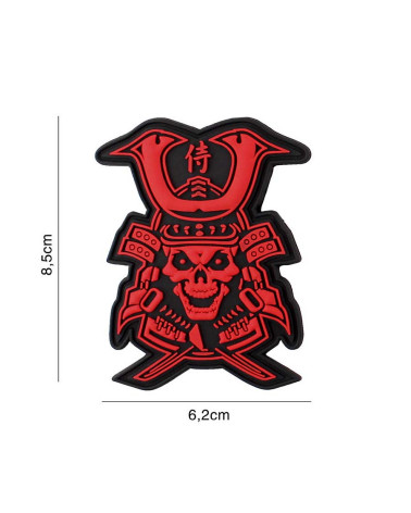 Patch 3D PVC SAMURAI SKULL RED de 101 INC représentant un crâne de samouraï en rouge